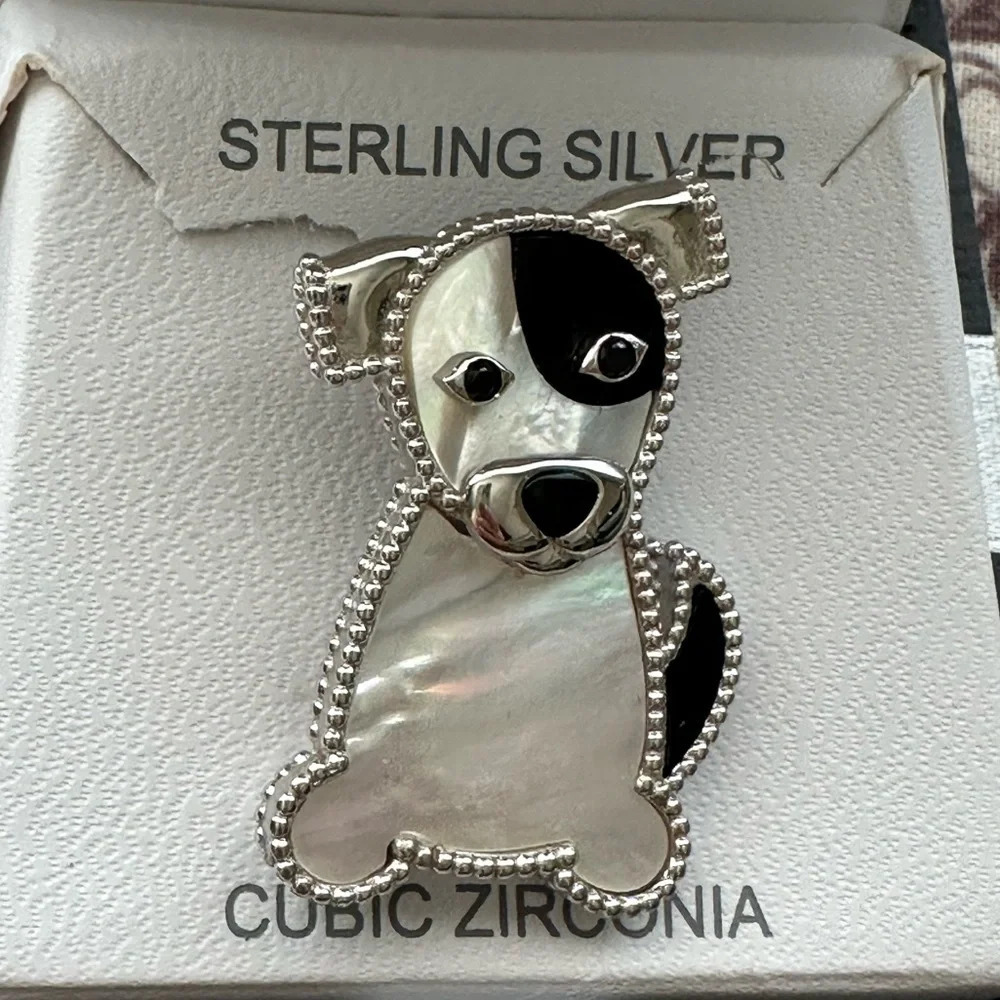 925 silver dog brooch